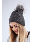 Graphite hat with silver thread for winter C16 - Online store - Boutique